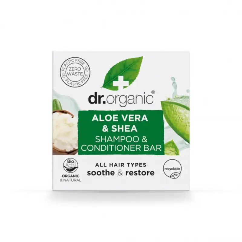 Dr.Organic Shampoo e balsamo solidi all'aloe vera e karité - Per tutti i tipi di capelli, 75 ml