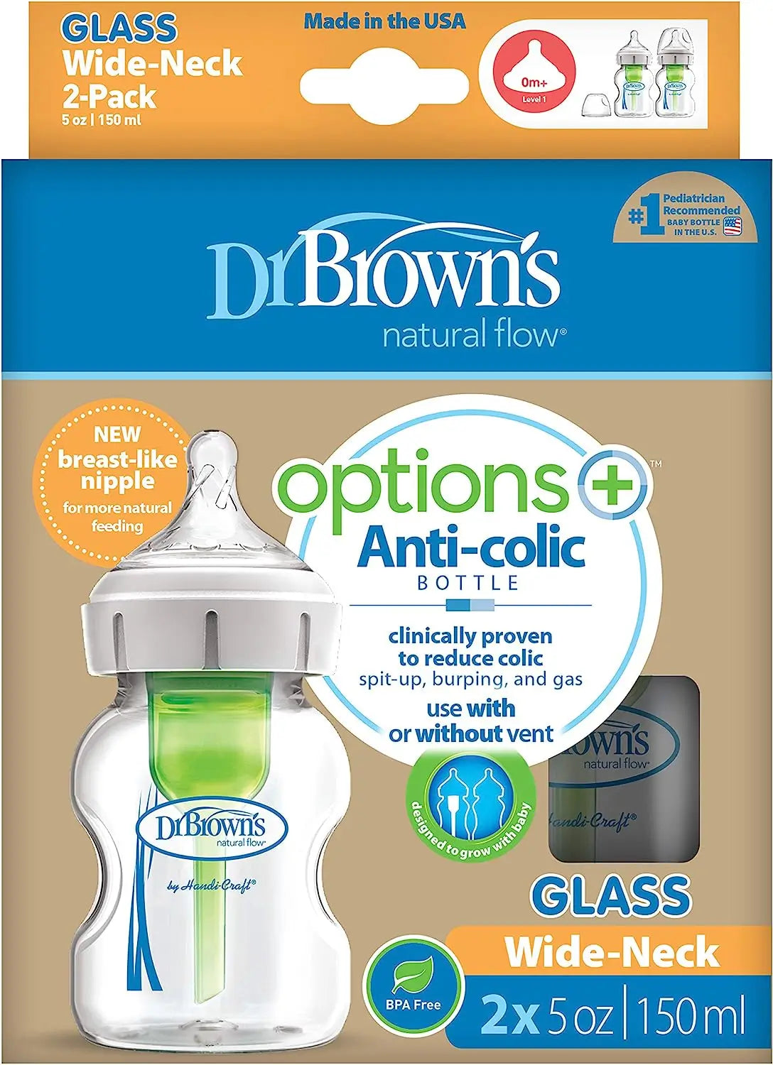 Dr.Brown's Confezione da 2 flaconi Ba 150 Ml Pp Cristal Opzioni +
