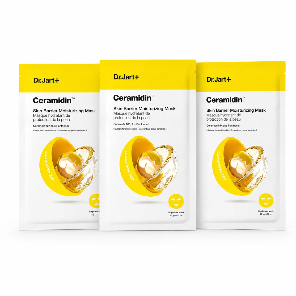 Dr.Jart+ Ceramidin Maschera idratante protettiva per la pelle, 22 Gr , confezione da 3