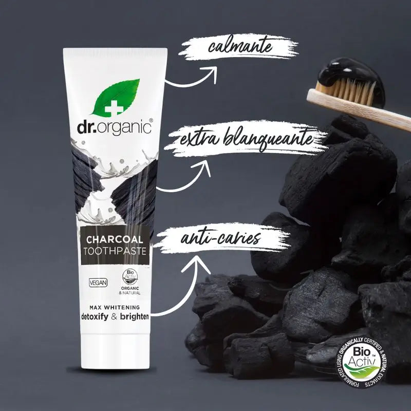 Dr.Organic Dentifricio al carbone attivo Sbiancante, 100 ml