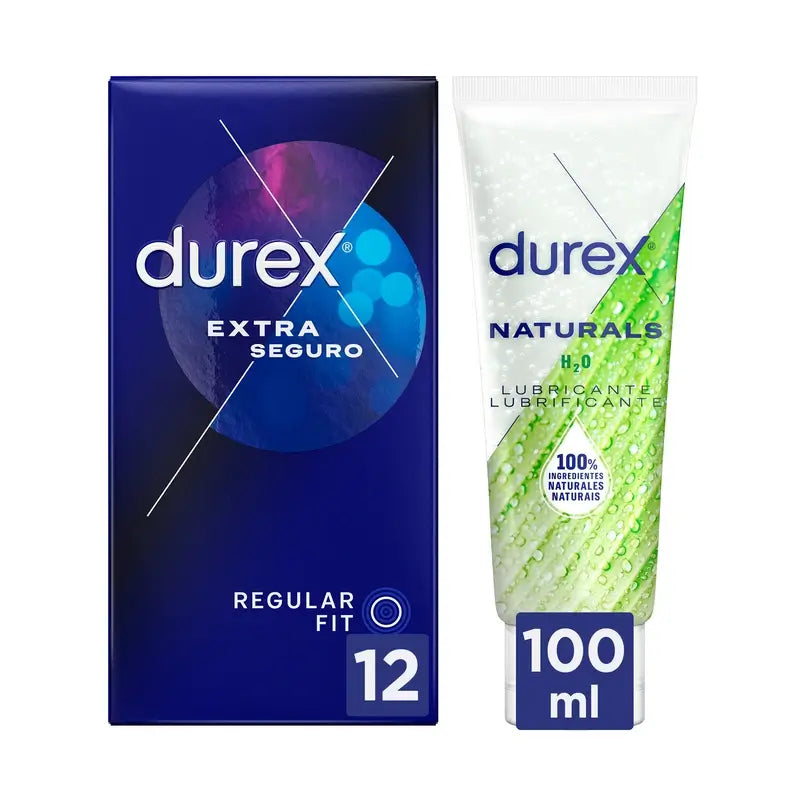 Durex Extra Safe 12 pezzi + Lubrificanti Naturali (Verde) 100 ml