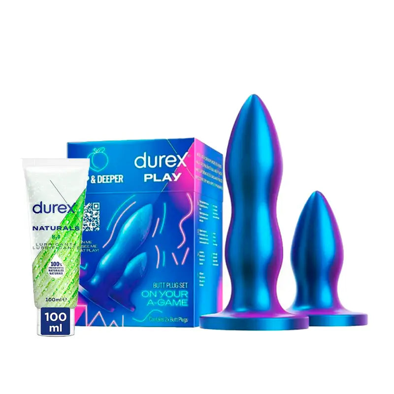 Durex Pack Plugs anali, Set Deep & Deeper + Lubrificante naturale 100 ml