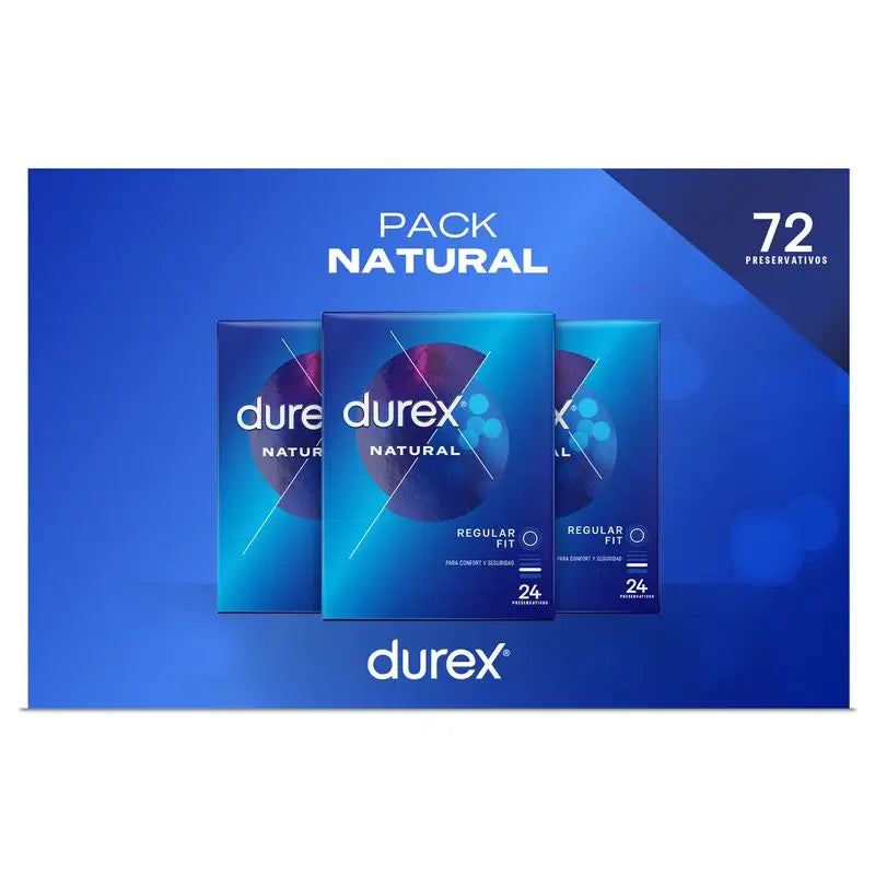 Preservativi Durex Natural Plus, confezione 3 x 24 unità