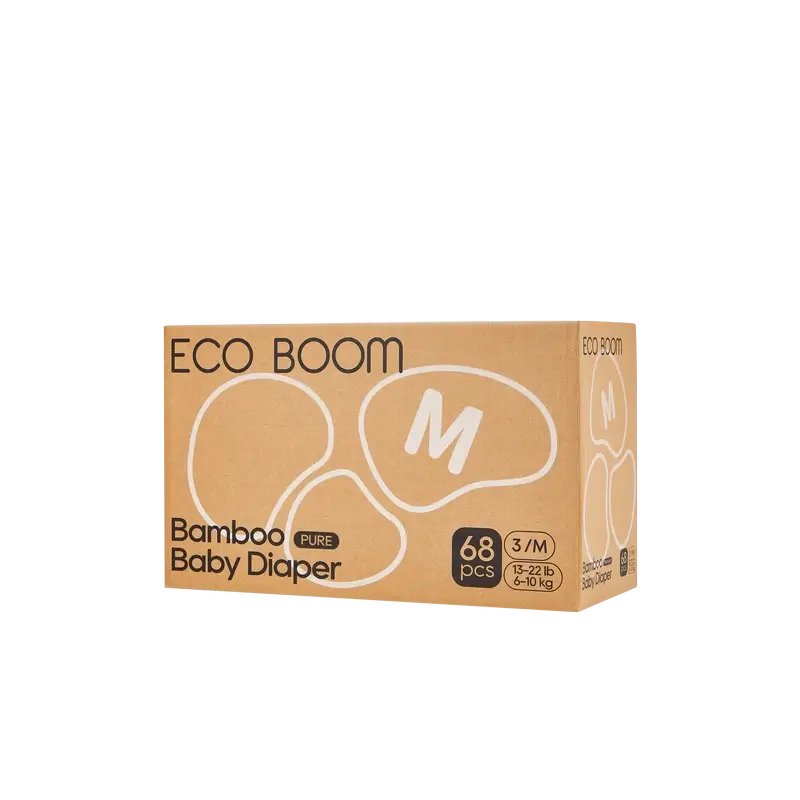 Pannolini ECO BOOM PURE 100% bambù naturale - Taglia 3/M (6-10 kg) - 68 pz.