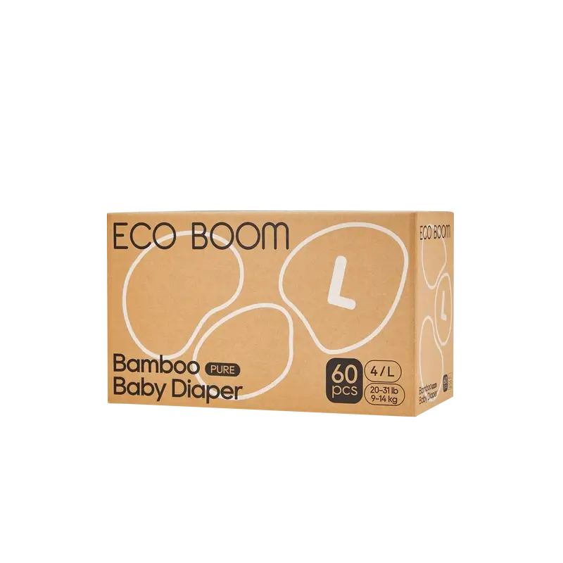 Pannolini ECO BOOM PURE in bambù 100% naturale - Taglia 4/L (9-14 kg) - 60 pz.