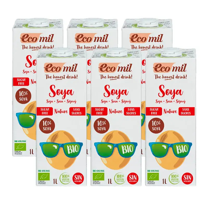 Ecomil Bevande Vegetali Biologiche di Soia, Confezione 6 x 1 litro