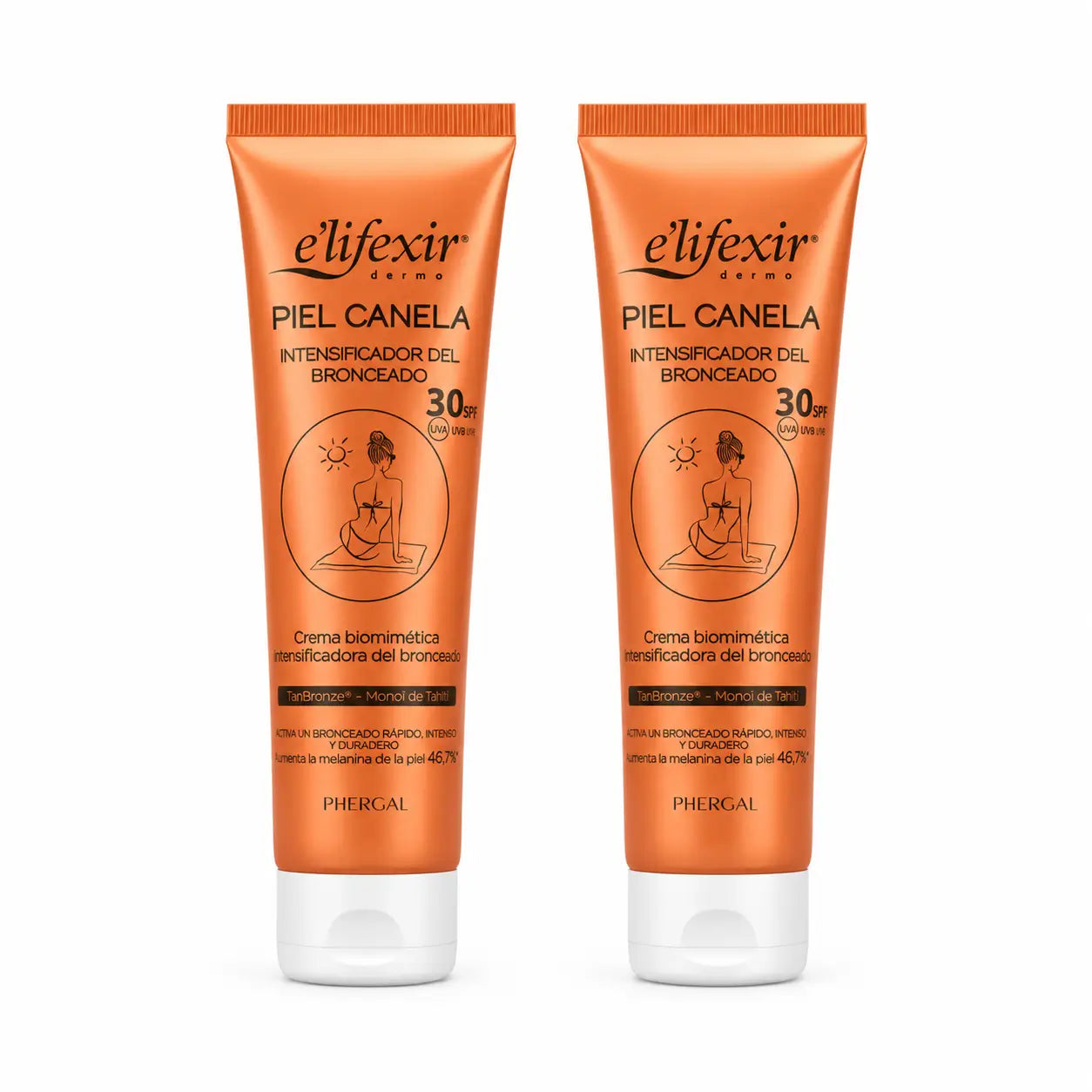 Elifexir Crema cutanea alla cannella Spf30 Gel acceleratore dell'abbronzatura Protezione solare 150Ml, confezione da 2