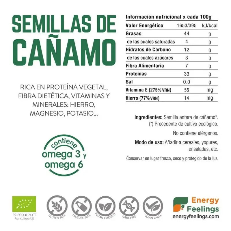 Energia Sentimenti Semi di Canapa 1Kg. Eco Vegan Sg