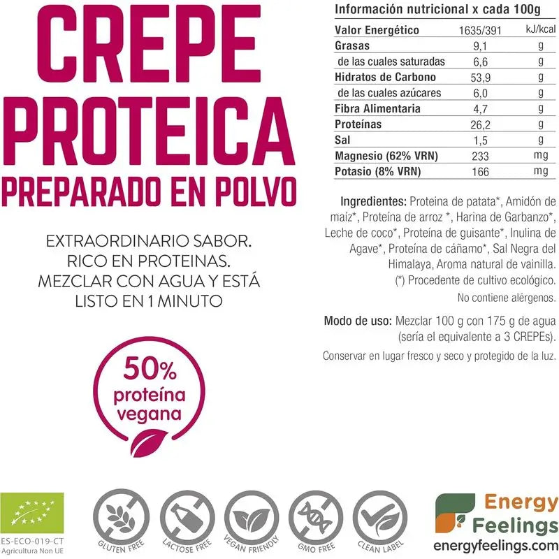 Sensazioni di energia Crepe proteiche vegane 1 kg. Eco Vegan Sg**