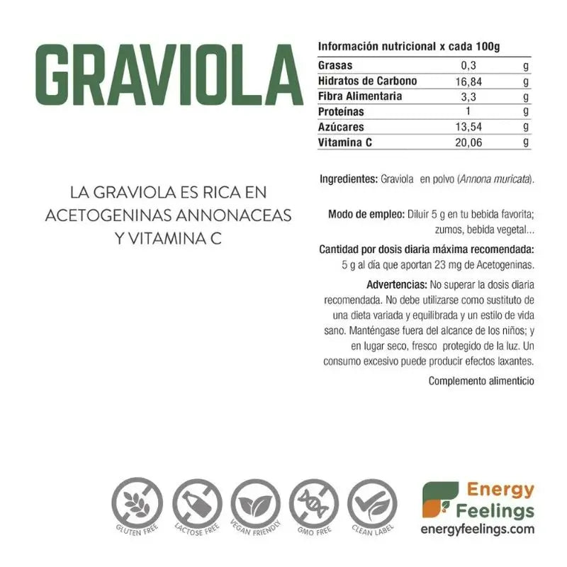 Energy Feelings Graviola Polvere 1Kg. Vegan Sg