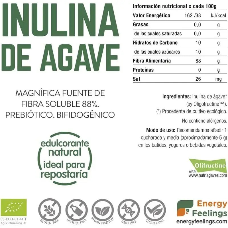 Energy Feelings Inulina d'Agave in polvere 1Kg. Eco Vegan