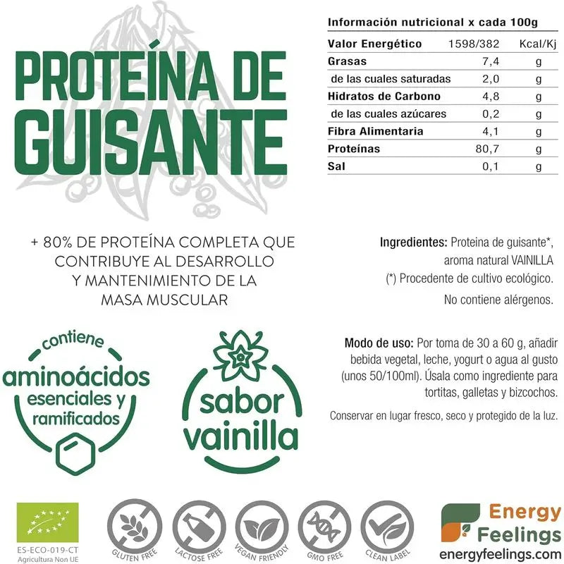 Energy Feelings Proteine del Pisello Vaniglia 1Kg. Eco Vegan Sg