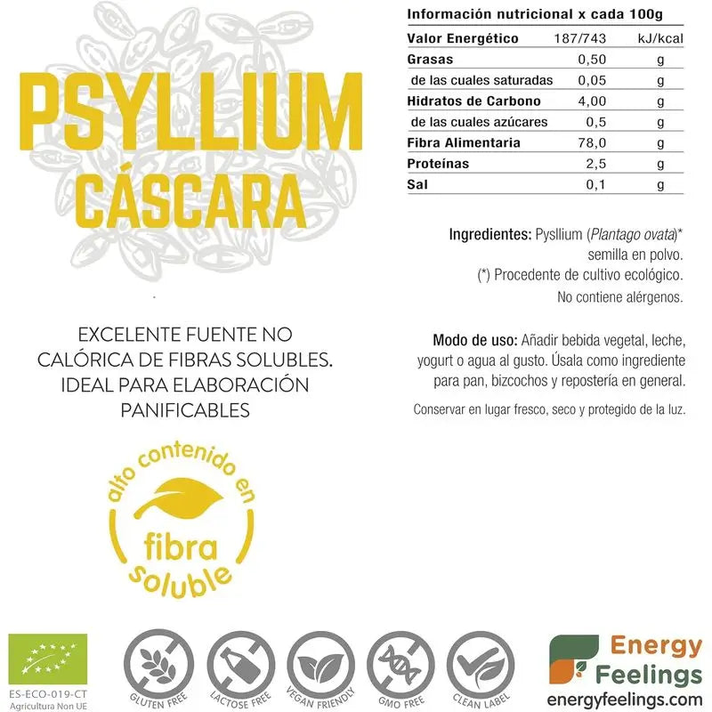 Sensazioni di energia Psillio in guscio intero 500gr. Eco Vegan Sg