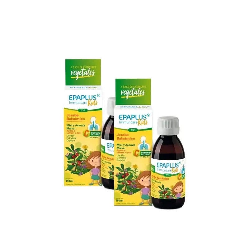 Epaplus Immuncare Sciroppo per la tosse Kids al gusto di lampone, 150 ml, confezione da 2