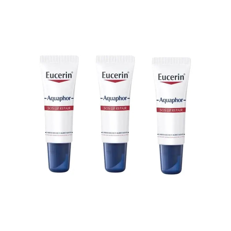 Eucerin Aquaphor Sos Trattamento labbra rigenerante, 3X10 Ml
