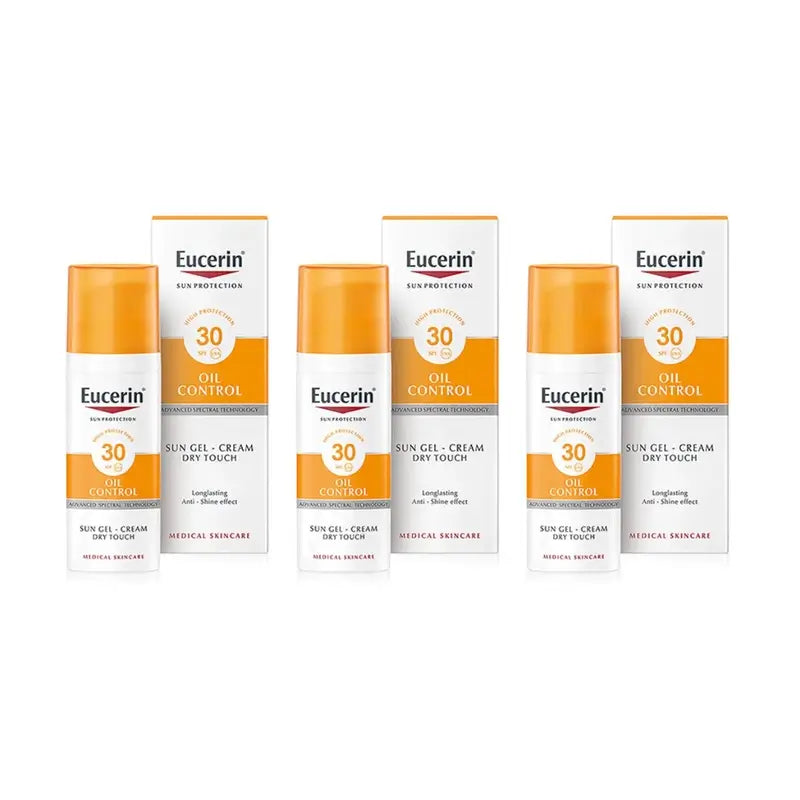 Eucerin Oil Control Protezione solare Dry Touch Gel Spf30+, 3X50 Ml
