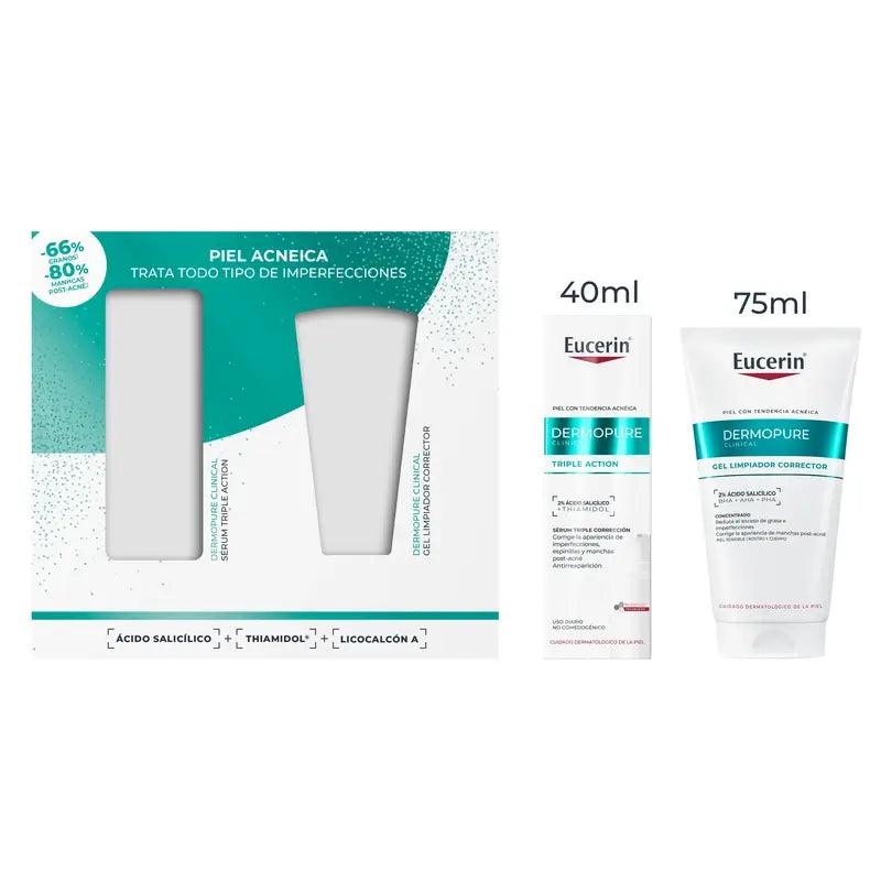 Eucerin Confezione Dermopure Siero Tripla Azione 40Ml + Gel Detergente Correttivo 75Ml
