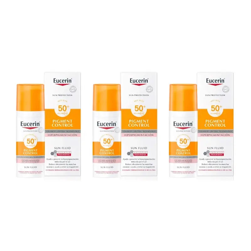 Eucerin Pigment Control Spf50+ Fluido solare, 3X50 Ml
