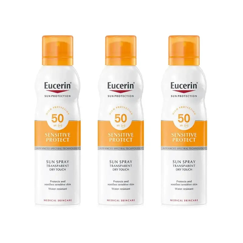 Eucerin Eucerin Dry Touch Spray solare trasparente Spf50+, 3X200 Ml