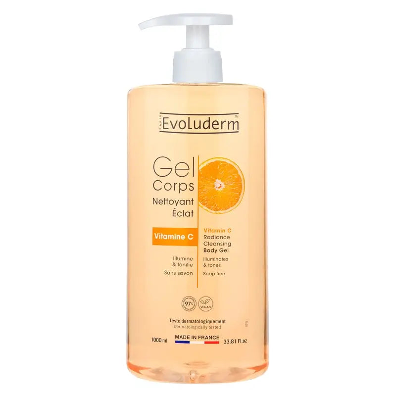 Evoluderm Gel detergente corpo alla vitamina C, 1000 ml