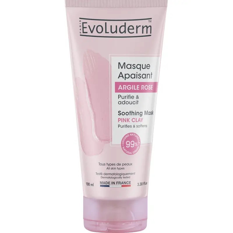 Evoluderm Maschera viso all'argilla rosa, 100