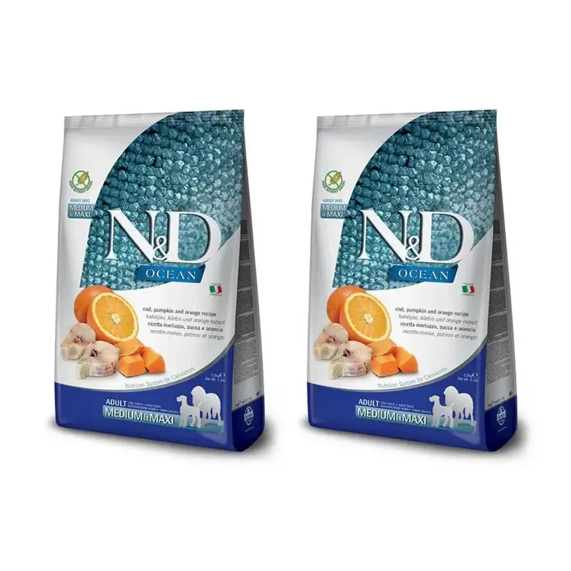 Farmina N&D Dog Ocean Pumpkin Medium Maxi Cod 12Kg, Cibo per cani, Confezione Da 2