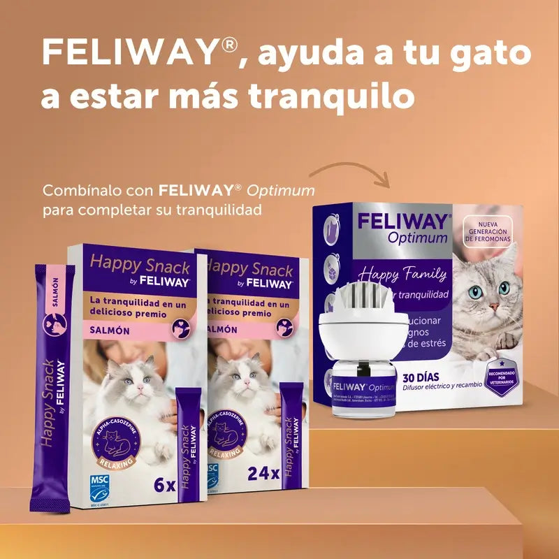 Feliway Happy Snack al gusto di salmone, 6 bustine