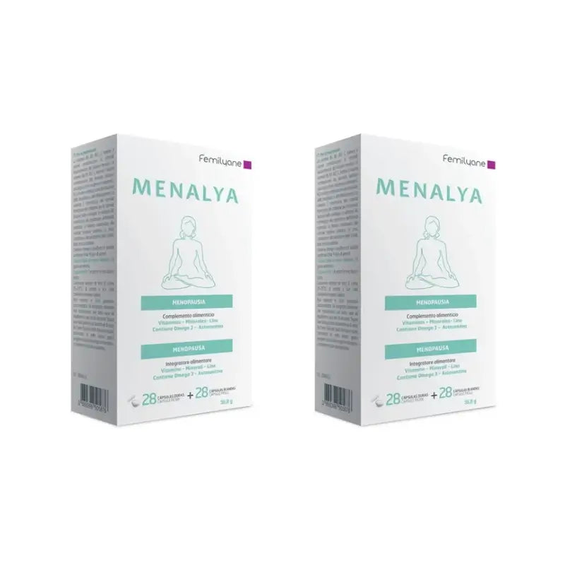 Femilyane Menalya Integratore alimentare per la menopausa, 28 capsule + 28 capsule, Confezione da 2