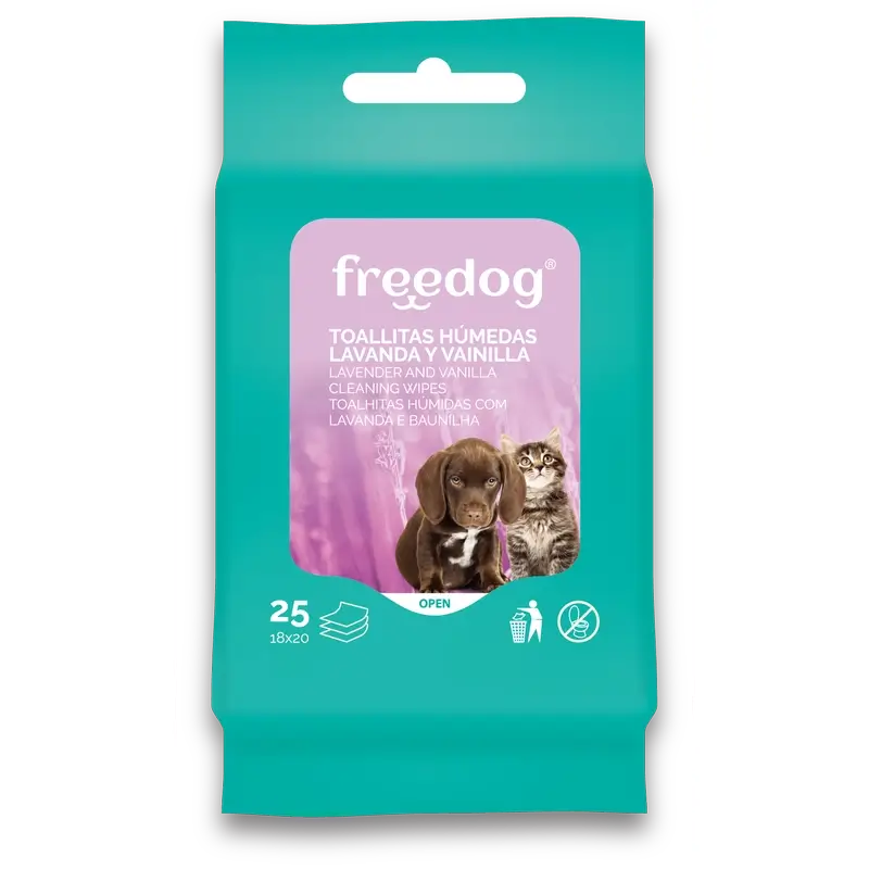 Freedog Salviette umidificate Lav/Vain Pocket 25 Ud 18X20Cm