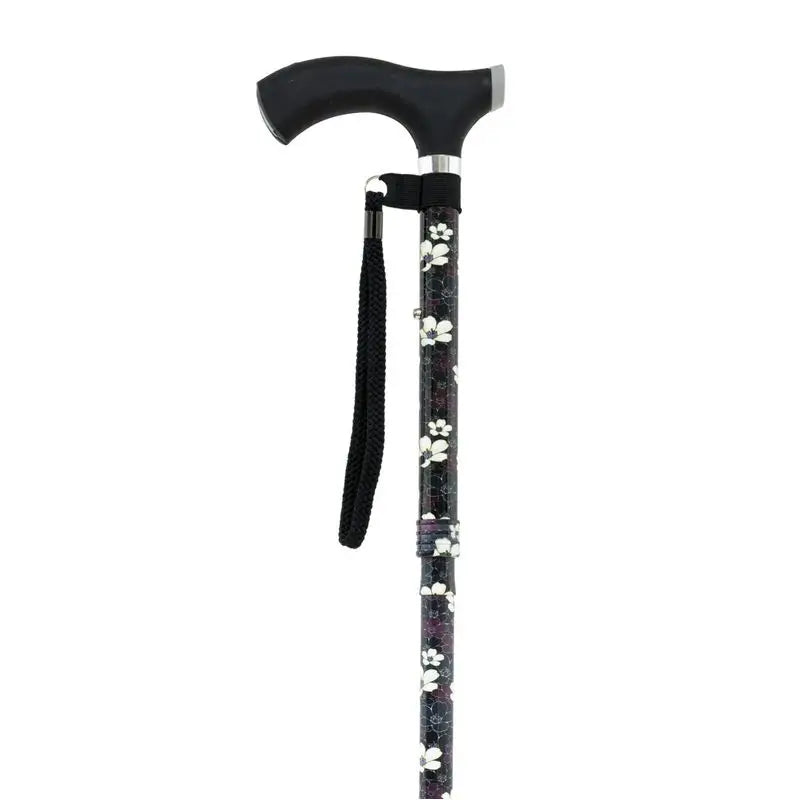 Garcia 1880 Stampella pieghevole Soft Touch Nero, fiori bianchi