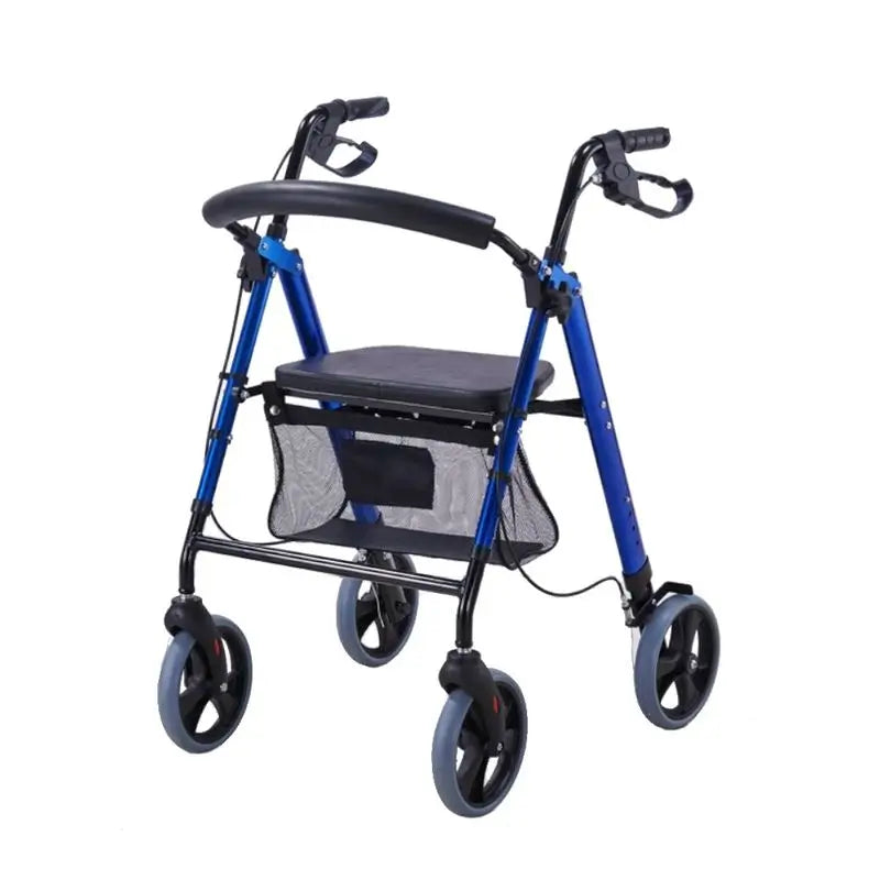 Rollator Garcia 1880 in alluminio con sedile regolabile in altezza (blu)