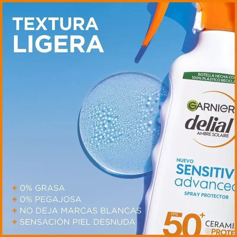 Garnier Delial Delial Sensitive Advanced Ip50+ Spray di protezione solare per pelli chiare, sensibili e intolleranti al sole, 270ml