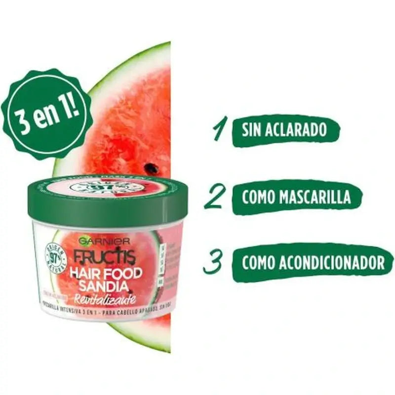 GarnierFructis Hair Food Anguria 3 In 1 Maschera rivitalizzante per capelli spenti e senza vita 400 Ml