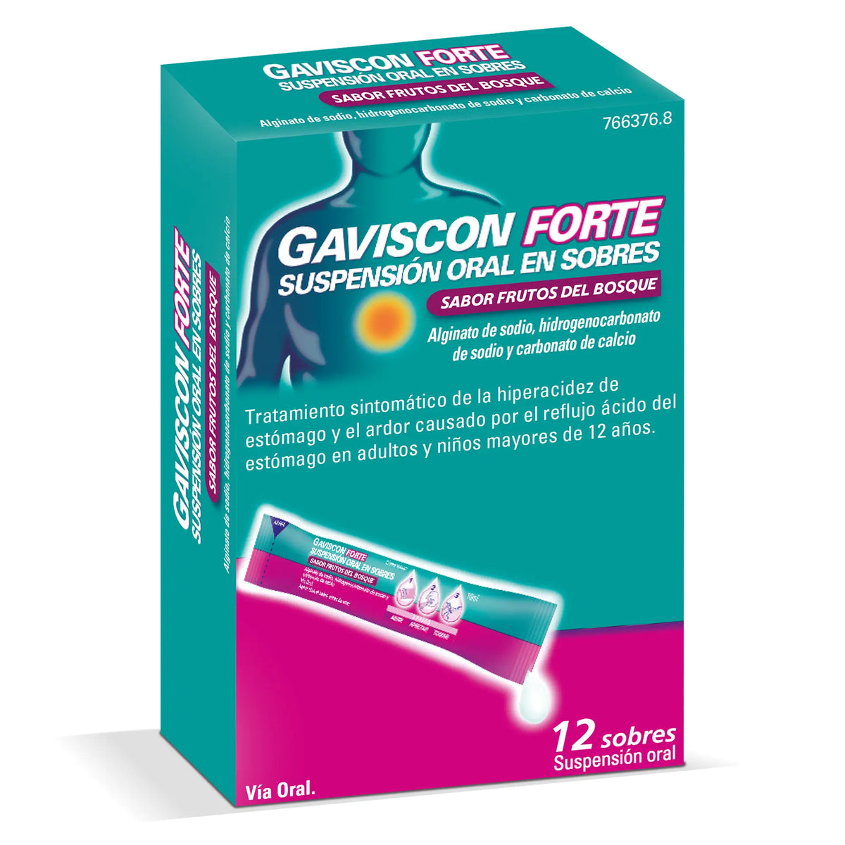Gaviscon Forte Oral Suspension Forest Fruits, 12 sachets
