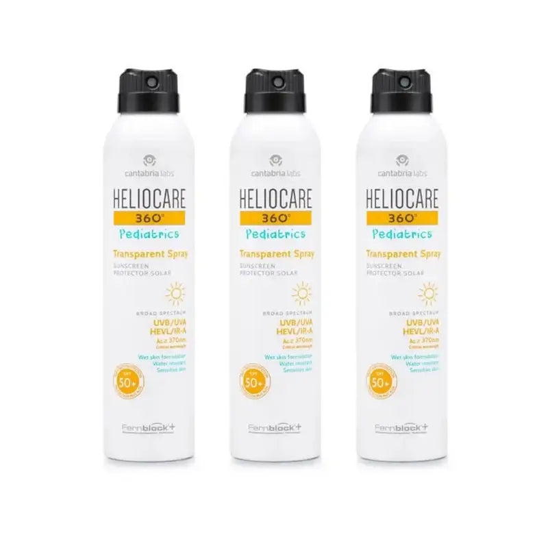 Heliocare 360º Pediatrics Spray trasparente Spf50+, 3X200 Ml
