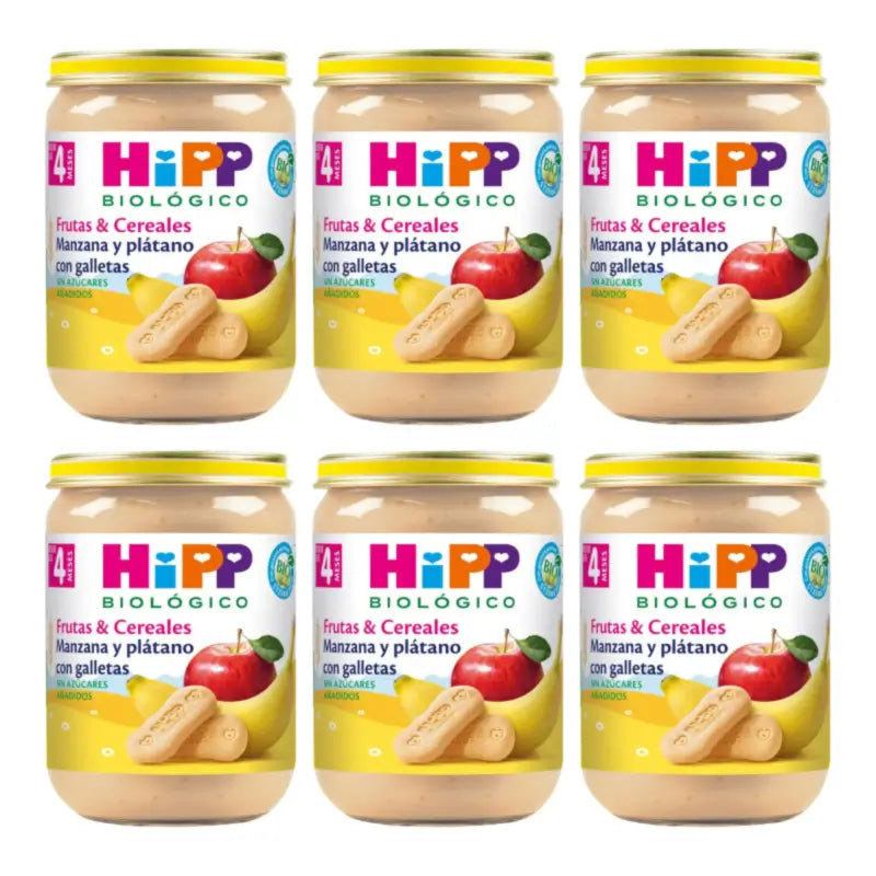 Hipp Bio Vasetto di mela e banana con biscotti, confezione da 6 x 190 g