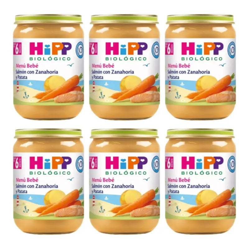 Hipp Bio Vasetto di salmone con carote e patate, confezione da 6 x 190 g