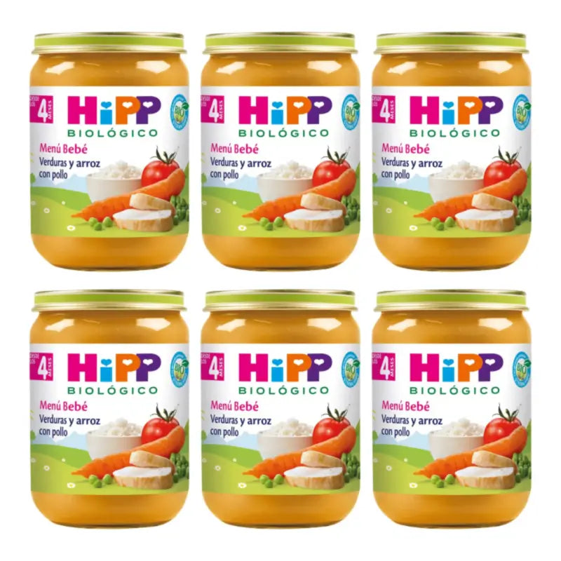 Hipp Bio Vasetto di verdure e riso con pollo, confezione da 6 x 190 g