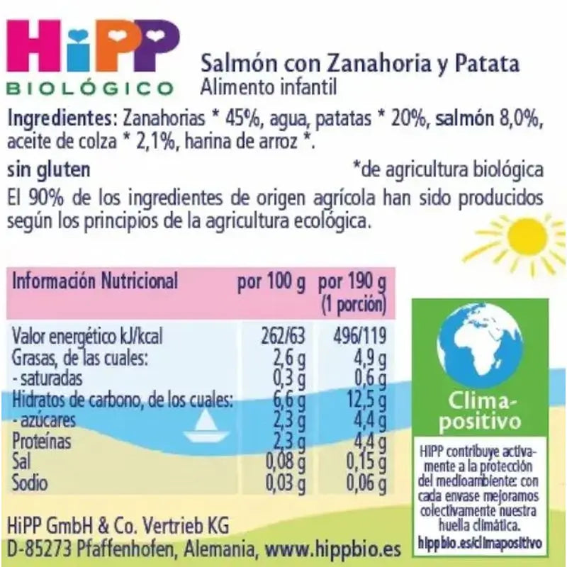 Crostata di salmone, carote e patate Hipp Bio, 190 G