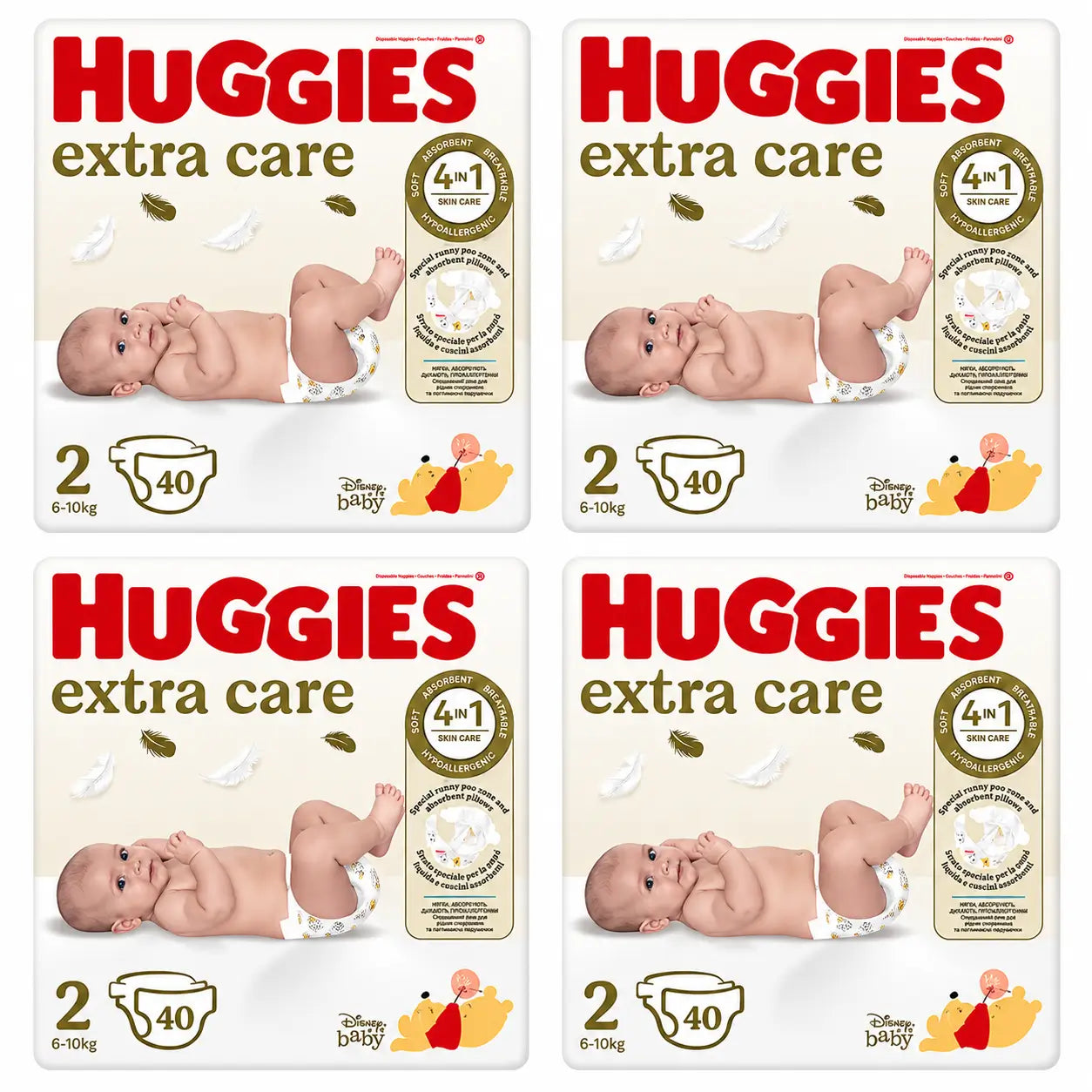Pannolini Huggies Extra Care taglia 3 (6-10 Kg) Disney, 40 pezzi, confezione da 4