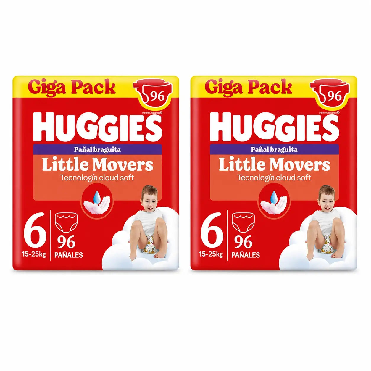 Pannolini Huggies Little Movers taglia 6 (15-25 Kg) Disney , 96 pezzi, confezione 2