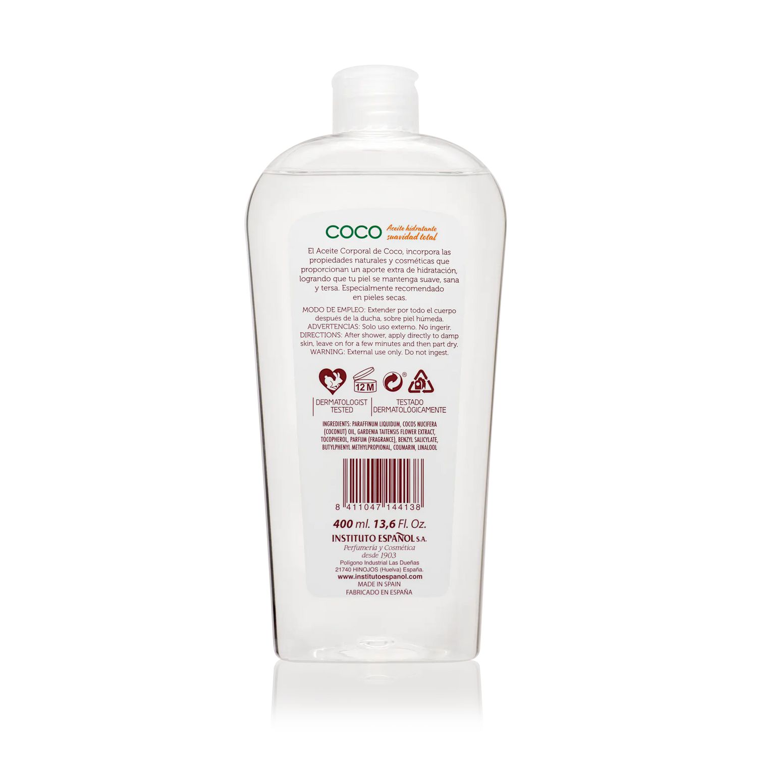Instituto Español Olio di cocco per il corpo - 400 Ml.