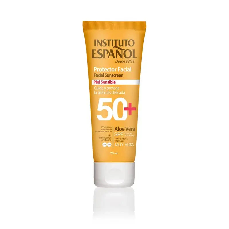 Instituto Español Tubo di protezione del viso per pelli sensibili Spf50+ 75 Ml