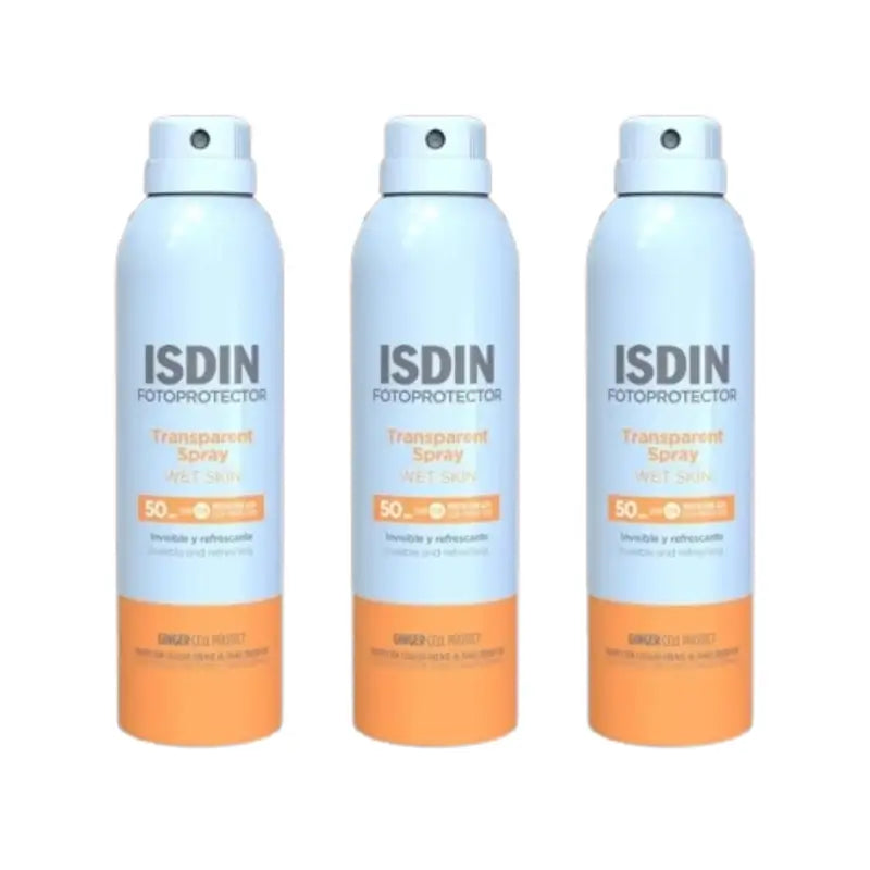 Isdin Spray Trasparente Pelle Umida Spf50, 3X250 Ml