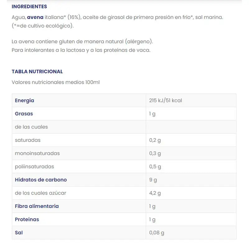 Bevanda all'avena biologica Isola Bio , 1 litro