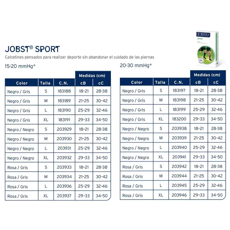Calze sportive Jobst, rosa/grigio, 15-20 Mmhg