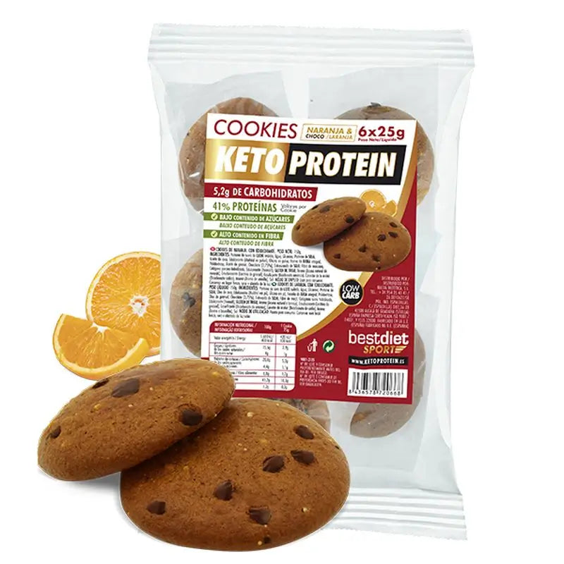 Biscotti proteici Keto Cookies Arancia e Cioccolato, 6x25 g