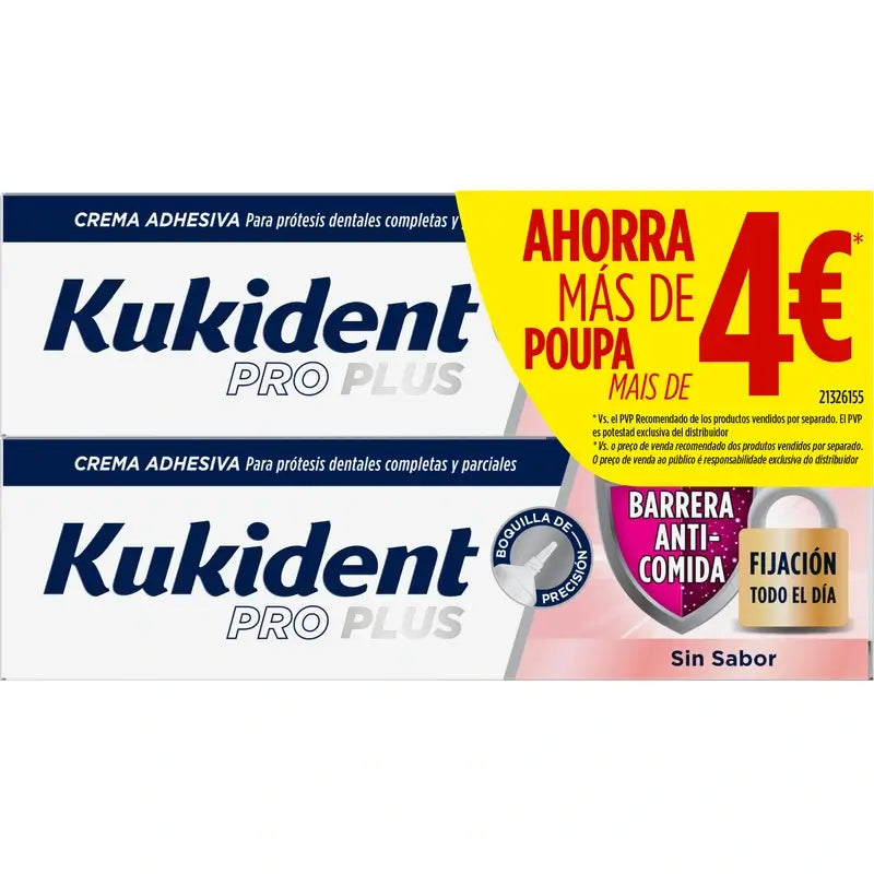 Kukident Pro Plus Barriera Anticomida, Confezione risparmio, 2x40 grammi