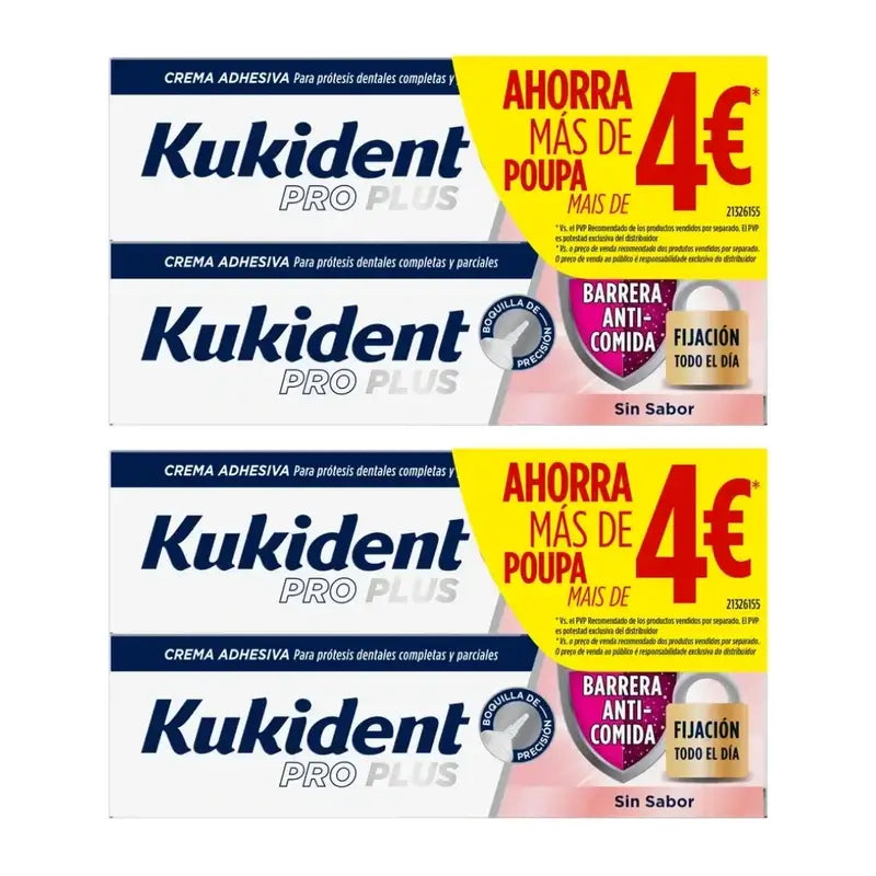 Kukident Pro Plus Barrera Anticomida, Confezione Ahorro, 4X40 Gr