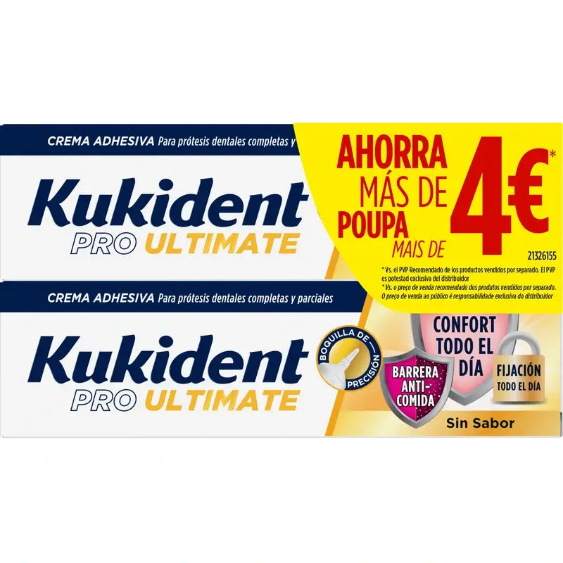 Kukident Pro Ultimate Crema adesiva per protesi, confezione risparmio, 2 x 40 grammi